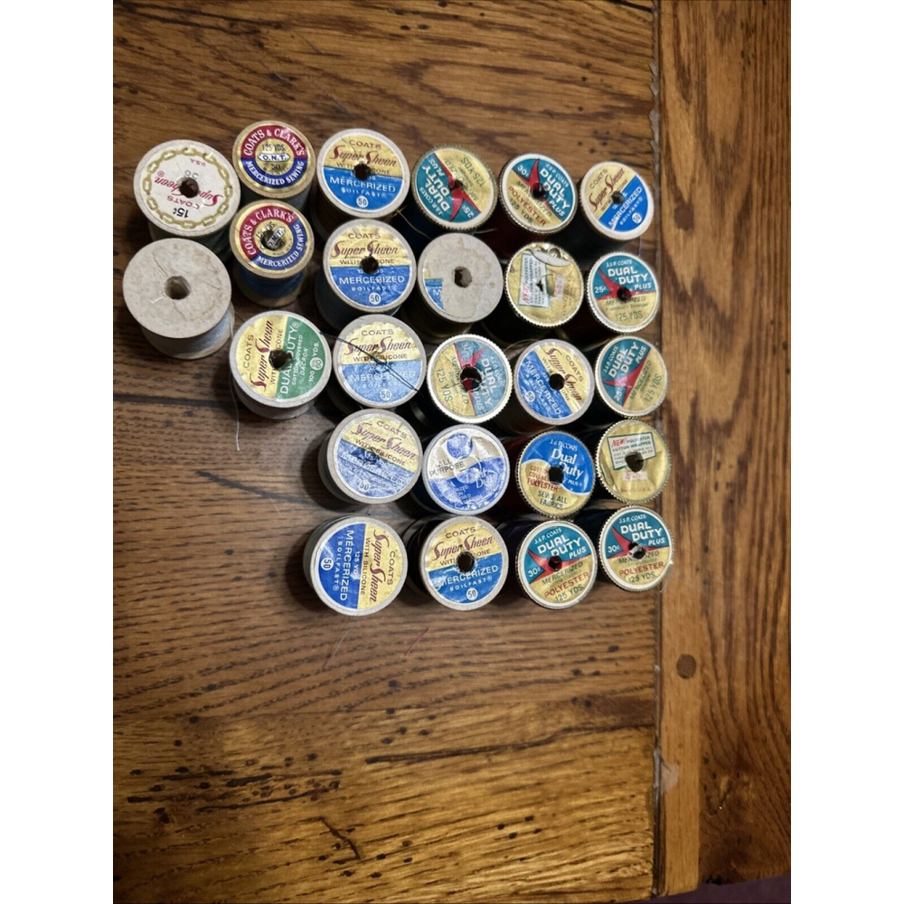 25 Vintage Sewing Thread Lot- Various Colors & Brands